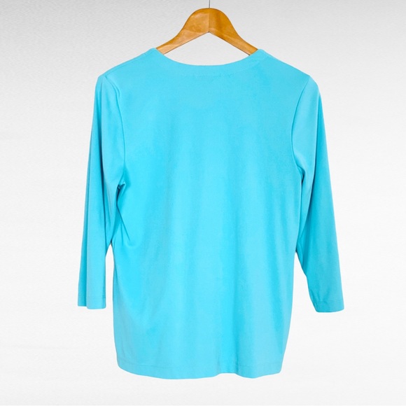 TTC 3pc Set Aqua Turquoise Open Front Cardigan Matching Striped/Solid Tank Tops - Picture 12 of 16